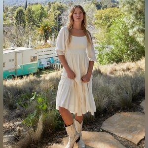 Oak and ford SMOCKED MIDI DRESS